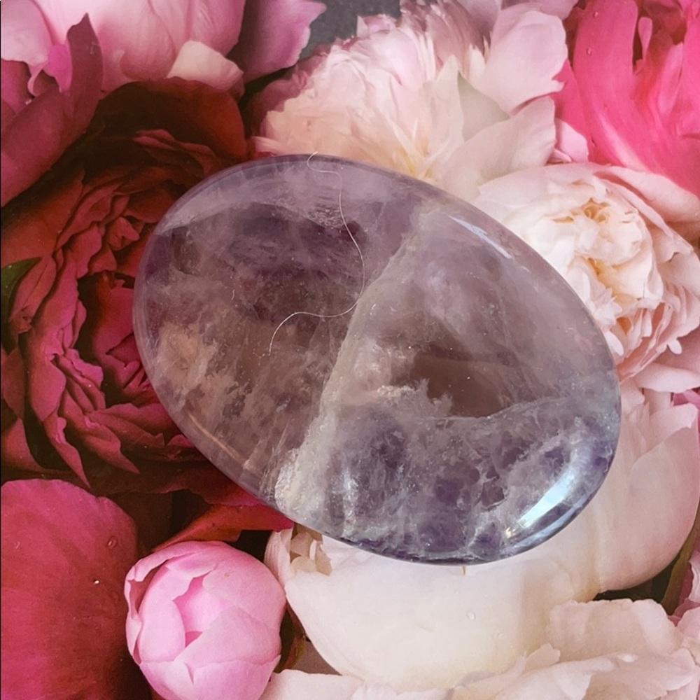 Purple Fluorite healing crystal Palmstone.